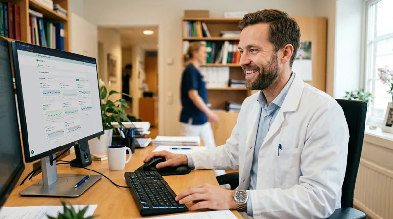 Lege ser på BioInnsikt helsedata på sin PC